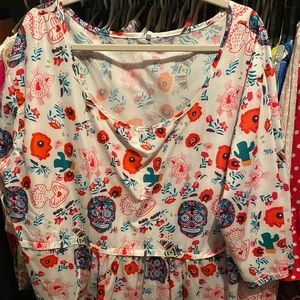 Ladies plus size too - sugar skulls floral 3X